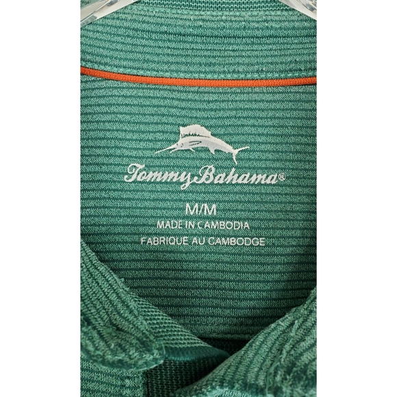 Tommy bahama size M striped short sleeves polo shirt green - Picture 8 of 10